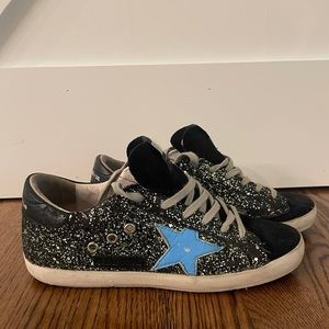 Golden Goose Superstar Green Glitter Sneaker sz 37